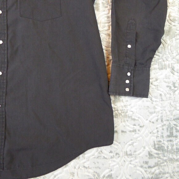 Vintage Sheplers Shirt Men's 17 Black Pearl Snap Longhorn Cow Skull Western - Picture 7 of 13